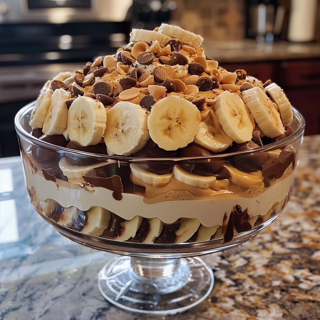 Chocolate Peanut Butter Banana Cream Trifle